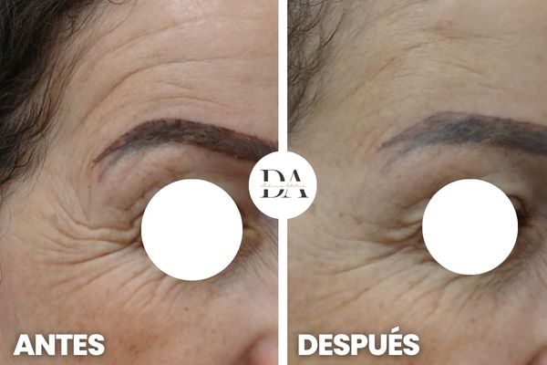 Antes y después bótox Patas de Gallo Paciente Clínica DA